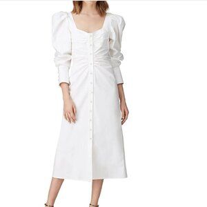 Prabal Gurung  Ruched Button Up Dress White 2
